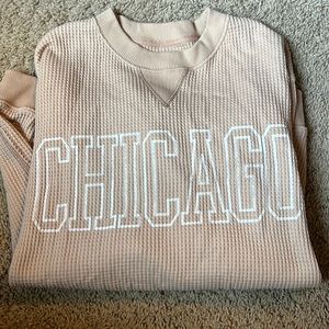 Tan Chicago L Aerie waffle knit Sweatshirt